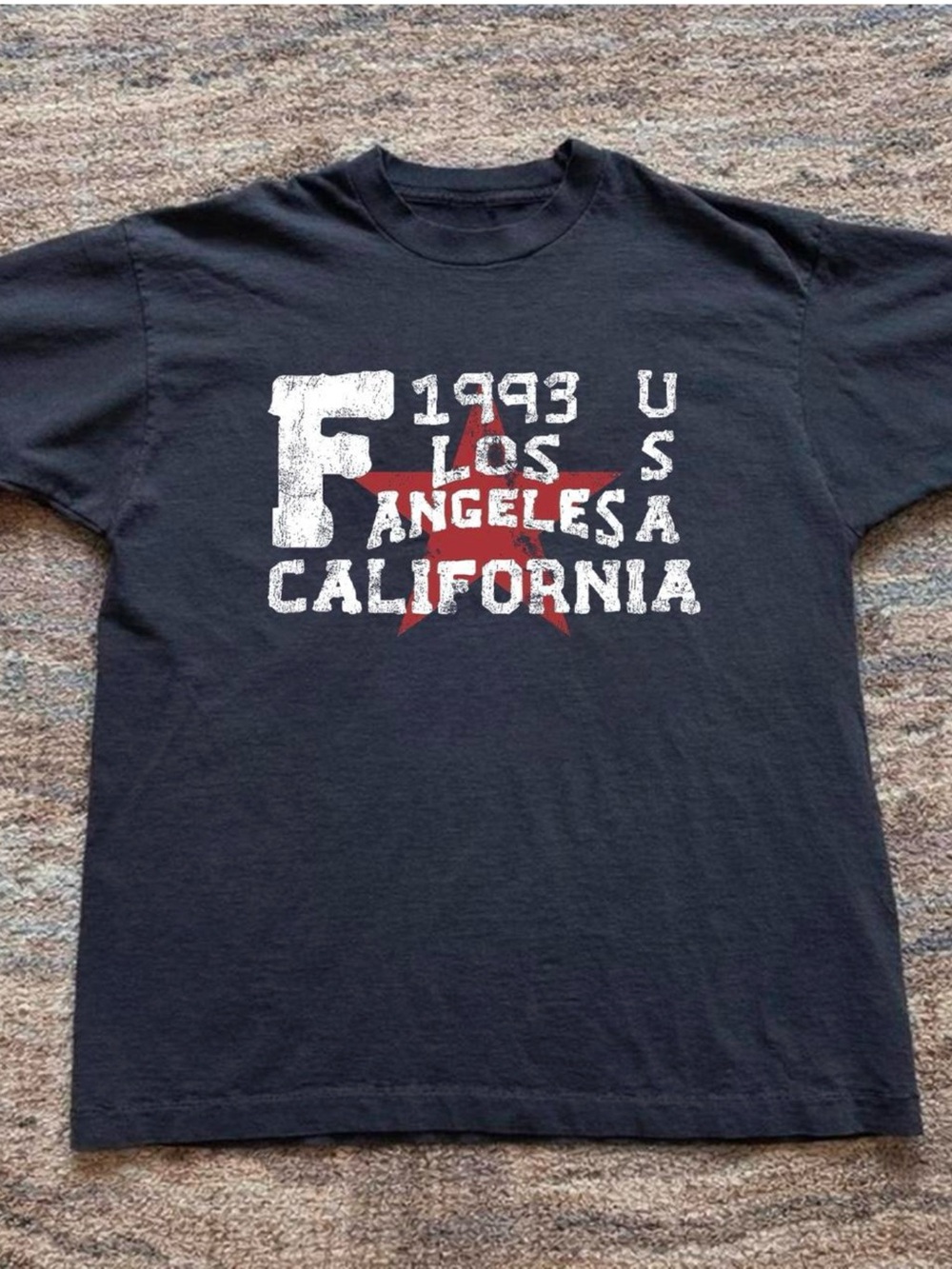 Gildan Black Graphic Tee with White & Red Los Angeles California Print